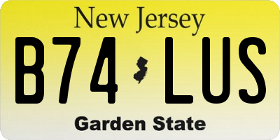 NJ license plate B74LUS