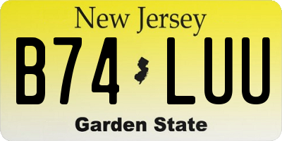 NJ license plate B74LUU
