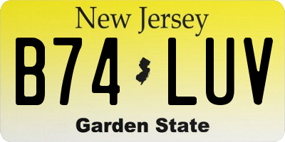 NJ license plate B74LUV