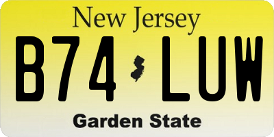 NJ license plate B74LUW