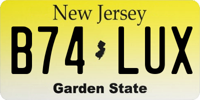 NJ license plate B74LUX