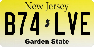 NJ license plate B74LVE