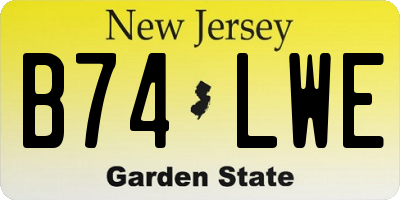 NJ license plate B74LWE