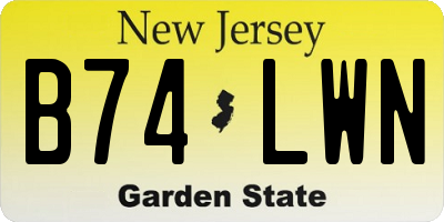 NJ license plate B74LWN