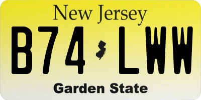 NJ license plate B74LWW