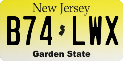 NJ license plate B74LWX