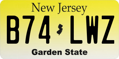NJ license plate B74LWZ