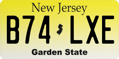NJ license plate B74LXE
