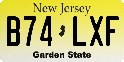 NJ license plate B74LXF