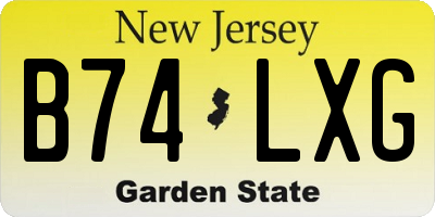 NJ license plate B74LXG