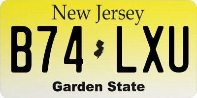 NJ license plate B74LXU