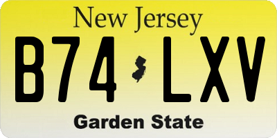 NJ license plate B74LXV