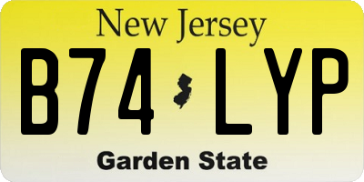 NJ license plate B74LYP