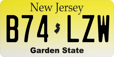 NJ license plate B74LZW