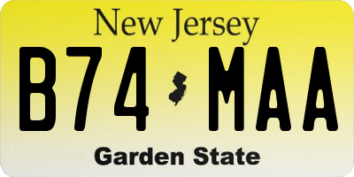 NJ license plate B74MAA