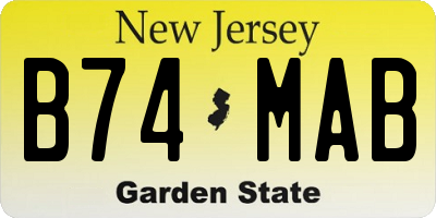 NJ license plate B74MAB