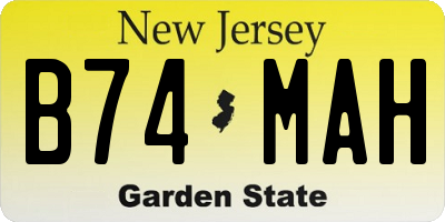 NJ license plate B74MAH