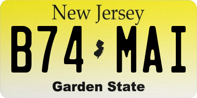 NJ license plate B74MAI
