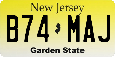 NJ license plate B74MAJ