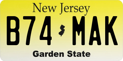 NJ license plate B74MAK