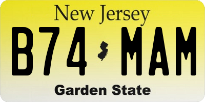 NJ license plate B74MAM