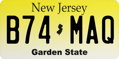 NJ license plate B74MAQ