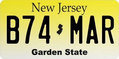 NJ license plate B74MAR