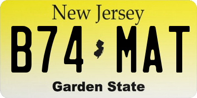 NJ license plate B74MAT