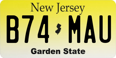 NJ license plate B74MAU