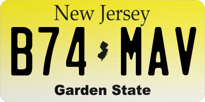 NJ license plate B74MAV