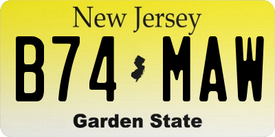 NJ license plate B74MAW