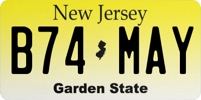 NJ license plate B74MAY