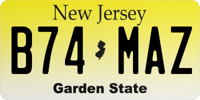 NJ license plate B74MAZ