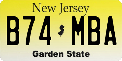 NJ license plate B74MBA