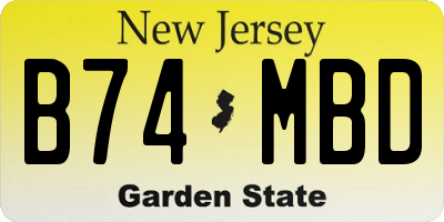 NJ license plate B74MBD