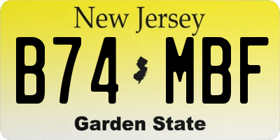 NJ license plate B74MBF