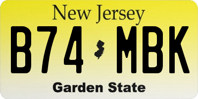 NJ license plate B74MBK