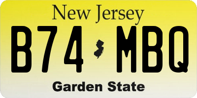 NJ license plate B74MBQ