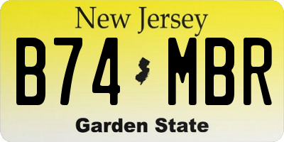 NJ license plate B74MBR