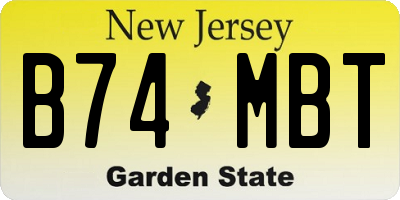 NJ license plate B74MBT
