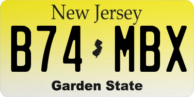 NJ license plate B74MBX