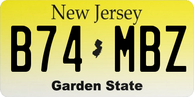 NJ license plate B74MBZ