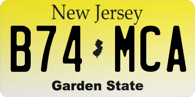 NJ license plate B74MCA