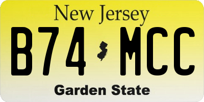 NJ license plate B74MCC