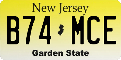 NJ license plate B74MCE
