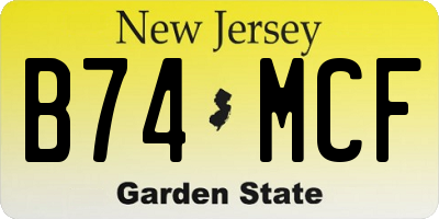 NJ license plate B74MCF