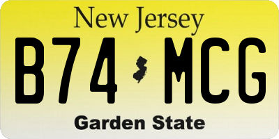 NJ license plate B74MCG