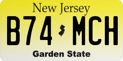 NJ license plate B74MCH