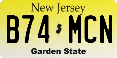 NJ license plate B74MCN