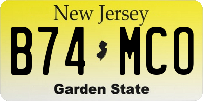 NJ license plate B74MCO